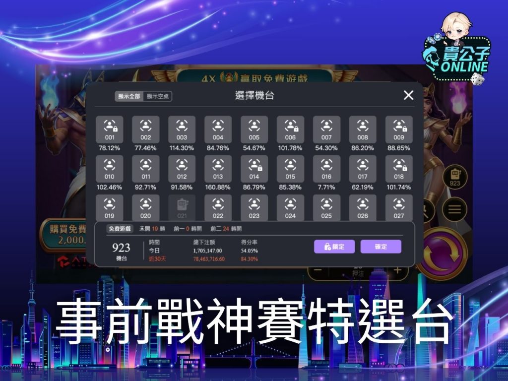 戰神賽特規則 老虎機遊戲 貴公子online